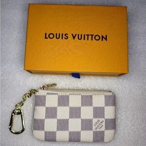 Louis Vuitton Damier Azur Coin Pouch with Gold-Tone Chain